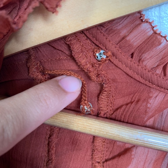 Forever That Girl Medium Copper Ruffled Blouse Romantic Bohemian Sheer Boho S - Picture 13 of 16